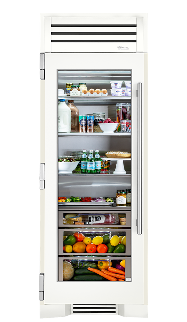 30" Glass Door Refrigerator Column in Matte White