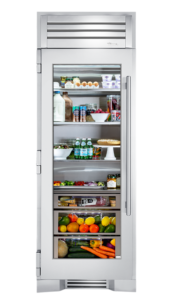 30" Glass Door Refrigerator Column in Stainless