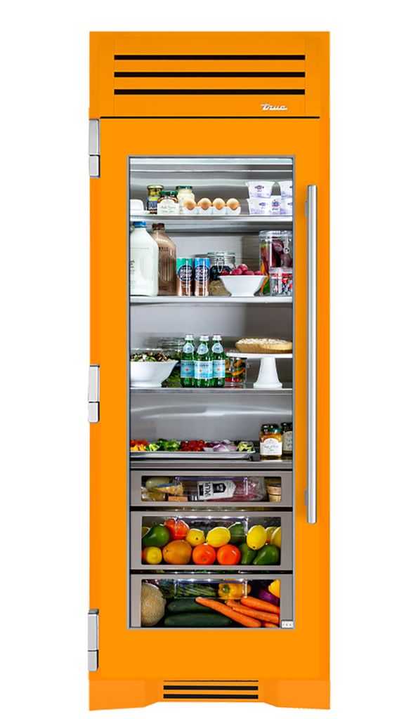 30" Glass Door Refrigerator Column in Saffron