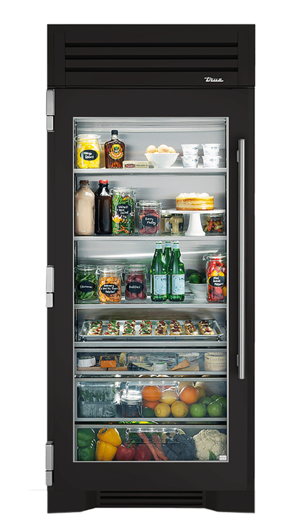 36" Glass Door Refrigerator Column in Ultra Matte Black