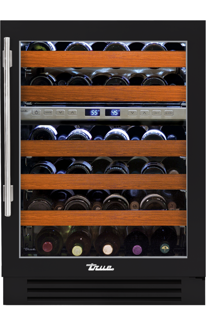 24" dual zone undercounter wine cabinet in matte black