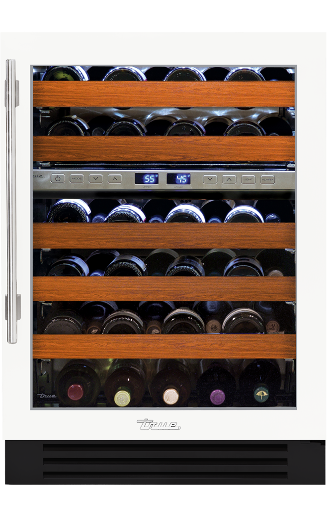 24" dual zone undercounter wine cabinet in matte white