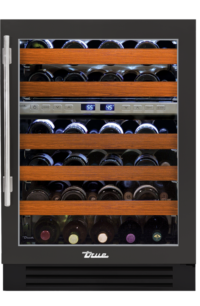 24" dual zone undercounter wine cabinet in ultra matte black