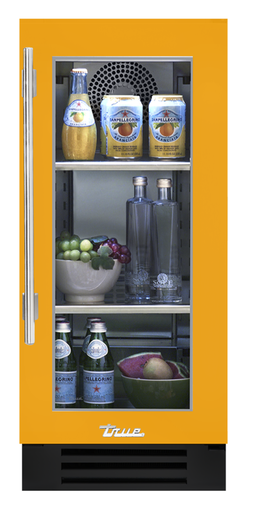 15" undercounter refrigerator in saffron and glass