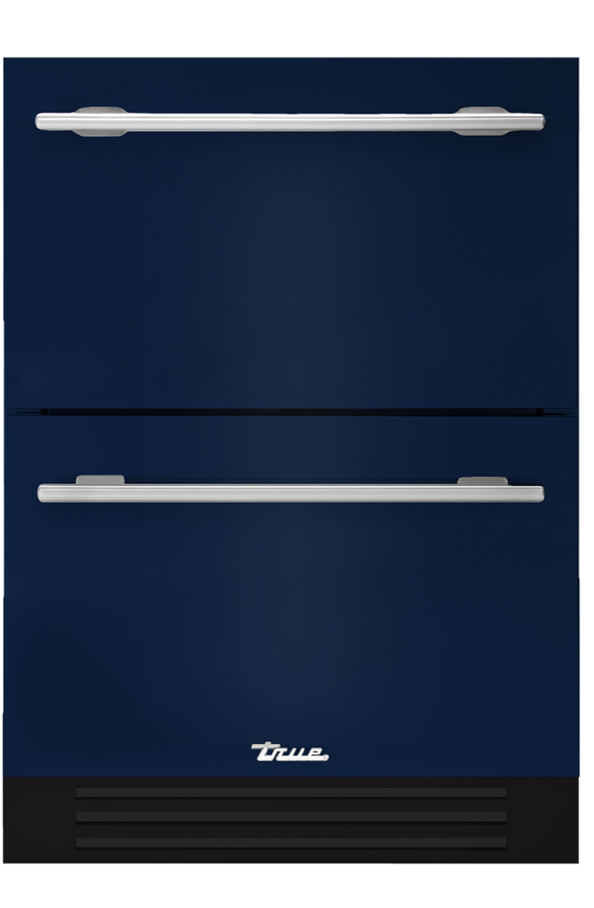 Undercounter refrigerator drawer in cobalt